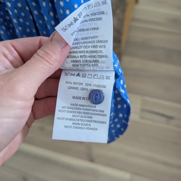 Rollas Brand Blue Tulips Button-Down Dress, XS - Picture 6 of 10